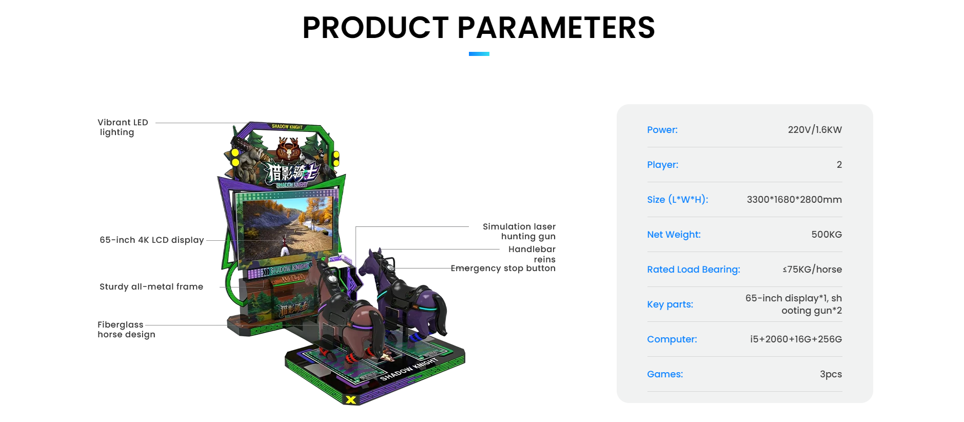 Shadow Knight PRODUCT PARAMETERS